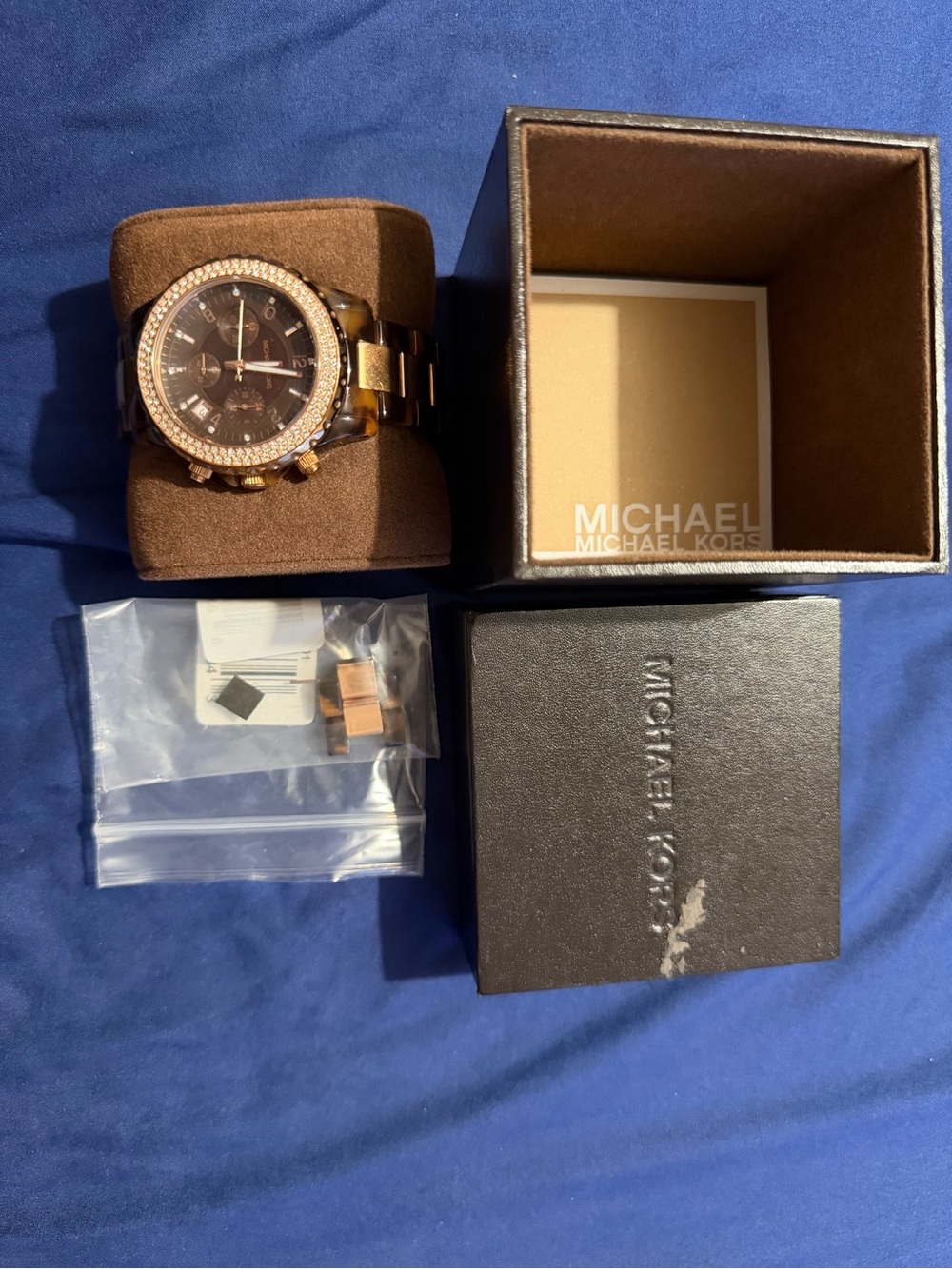 Michael Kors Brown and Rose Gold Women’s Chronograph Watch with Crystals